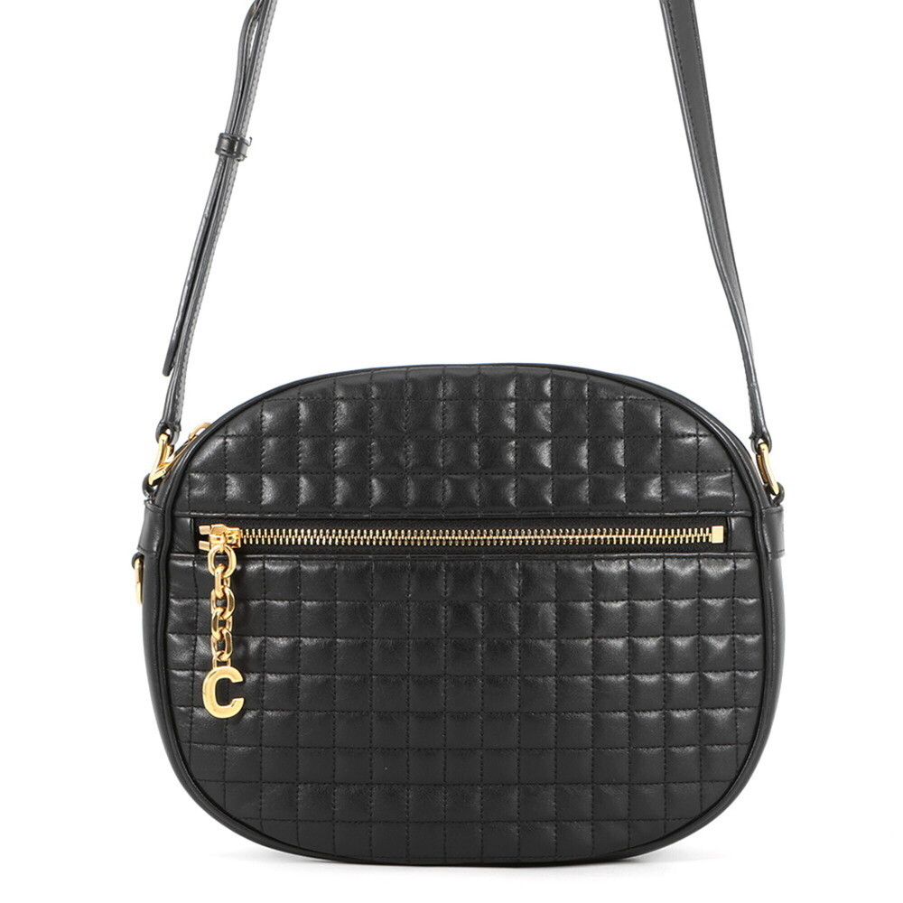 Celine Shoulder Bag C Charm Camera Medium Leather 188353 CELINE Black Handbag